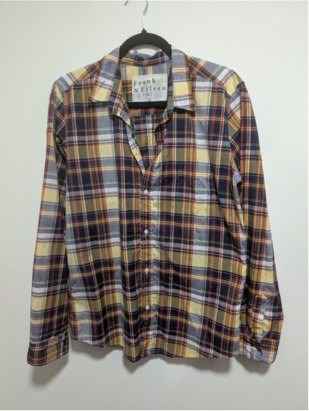 Frank & Eileen | Barry Button Down Shirt In Navy Yellow Plaid - Picture 2 of 10